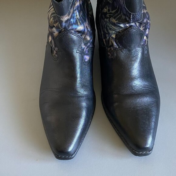 Mootsies Tooties Leather Black & Metallic Booties SZ 8 - Picture 3 of 12
